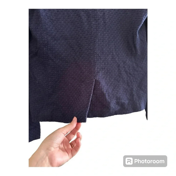 Draper James RSVP Navy Blue Textured Cotton Rayon Blazer // Size Medium - Picture 7 of 7